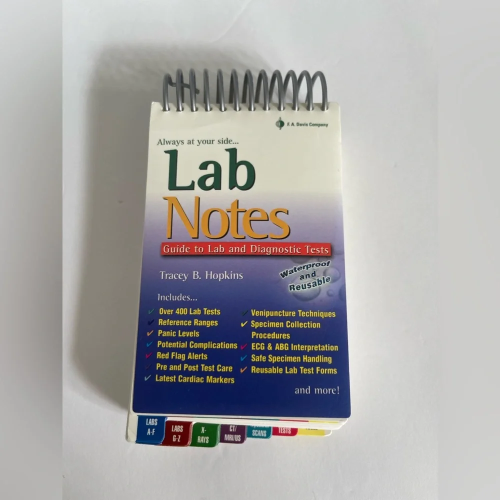 Lab Notes- Guide to Lab & Diagnostic Tests Waterproof Pocket Reference Guide EUC